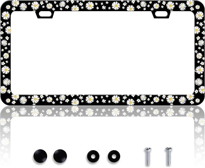 Beautiful Daisy License Plate Frame Daisies License Plate Holder Personalise by HOWKWAWY