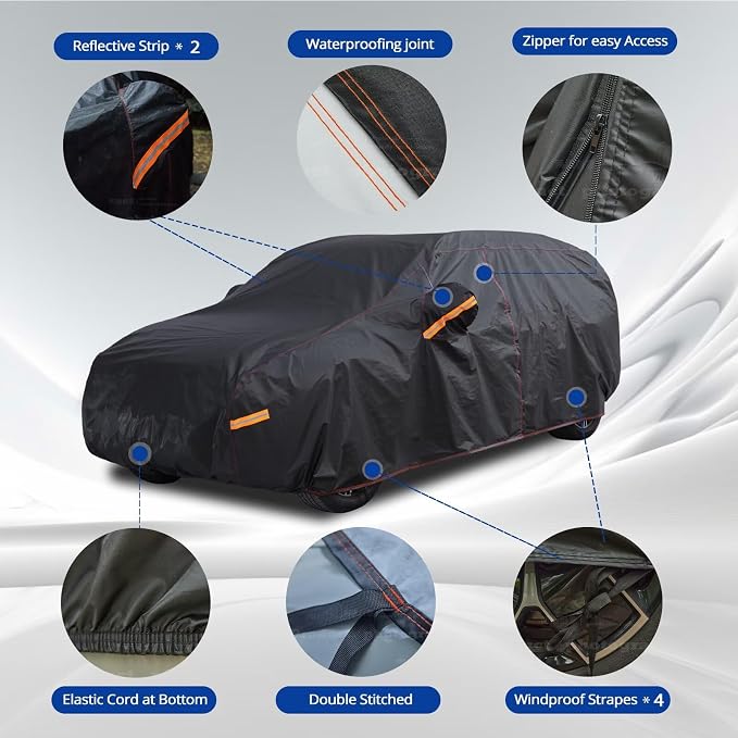 6 Layer Heavy Duty Hatchback Car Cover Waterproof All Weather Protection - Image 3