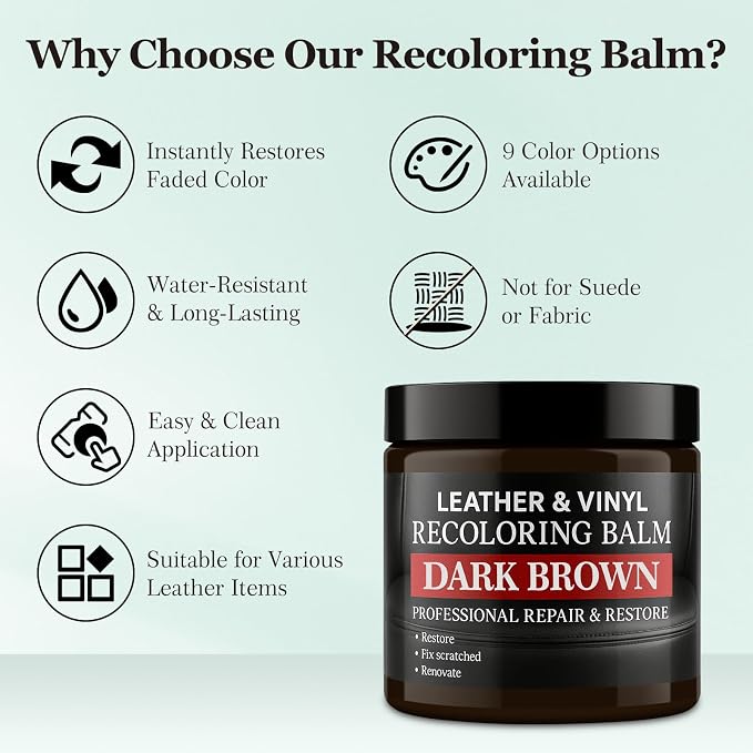 Leather Color Restorer, Recoloring Balm, Scratch Remover, Repair Kit - Image 6