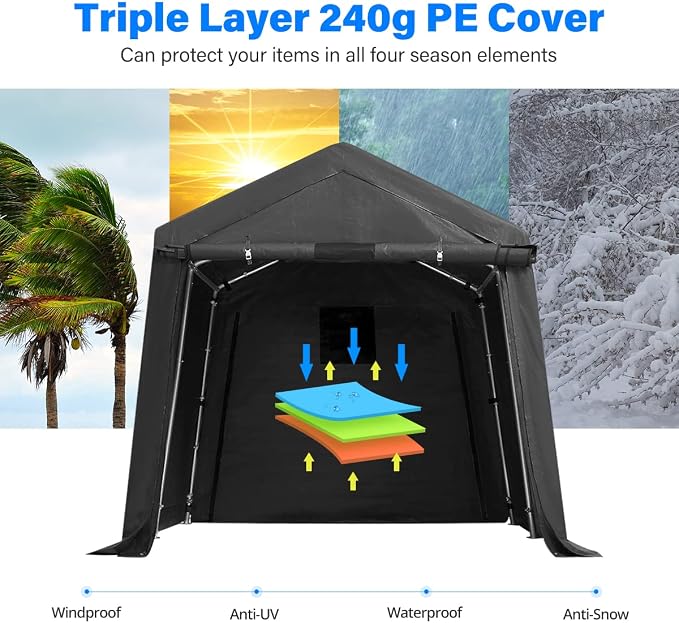 ADVANCE OUTDOOR 8x8 ft Storage Tent - Image 4