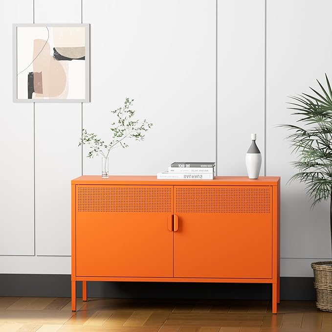 2 Door Accent Cabinet, 2-Tier Shelf, Music Studio - Image 3