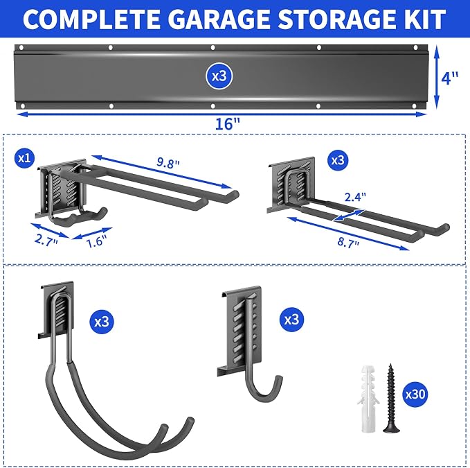 Garage Organization Tool Organizer Wall Mount, 64inch Heavy Duty Garden Tool - Image 7