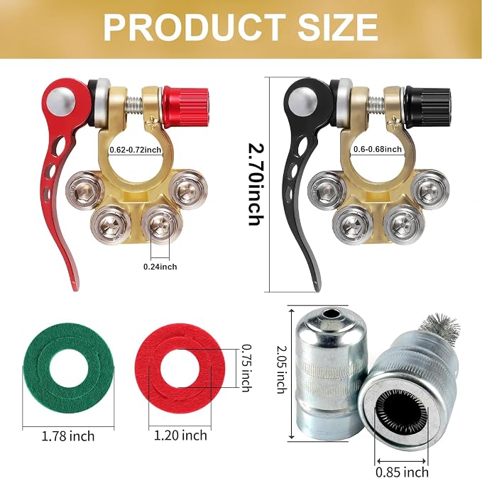 SINGARO Car Battery Terminal Connector, 4 Way Positive and Negative Pole Quick - Image 2