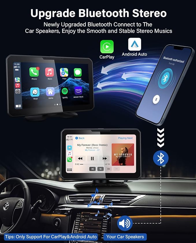 7" HD Apple Carplay Screen for Car，2-in-1 Wireless CarPlay Suitable for Apple - Image 5