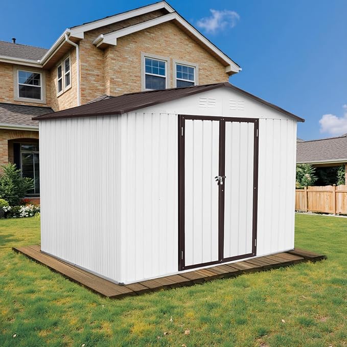 8 x 6 FT Outdoor Storage Shed, Metal Garden Tool Shed - Image 3