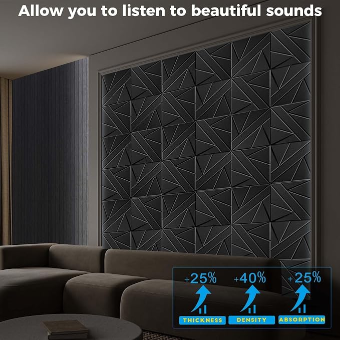 8 Pack Self-Adhesive Soundproof Wall Panels, 1.2lb/ft³ High Density, Thicker - Image 3
