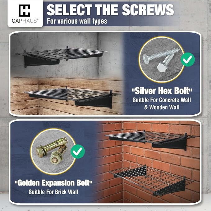 Fencer Wire 48 in. W x 18 in. D Wall Mounted Garage Wall Shelving w/ 2 Hooks - Image 5