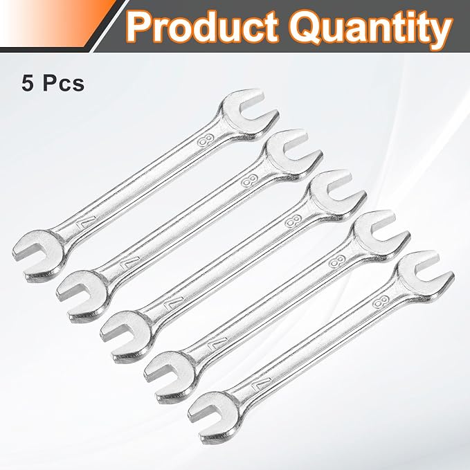 HARFINGTON 5pcs Double Open End Wrench 7mm x 8mm Metric 15 Degree Offset Angle - Image 3