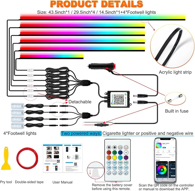 Interior Car LED Strip Lights, Acrylic LED Lights - Image 6
