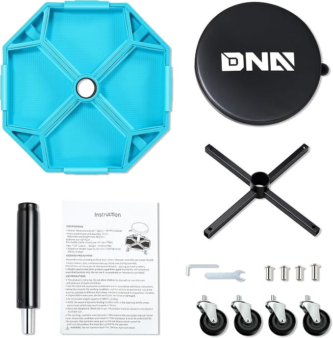 DNA MOTORING Adjustable Height Pneumatic Garage Seat Rolling Mechanic Stool - Image 3