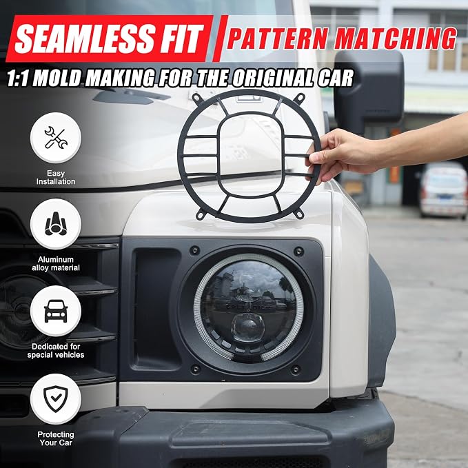2 PCS Aluminum Alloy Car Headlight Cover Compatible - Image 4
