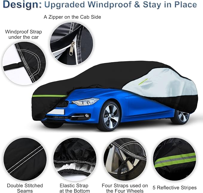 Universal Sedan Car Cover Fit for Mercedes-Benz C-Class, BMW 3 Series, Audi A3 - Image 3