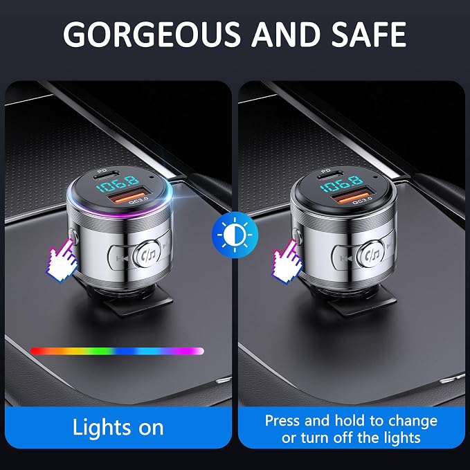 Bluetooth Transmitter for Car, LENCENT Full Metal Bluetooth 5.3 Car Adapter - Image 7