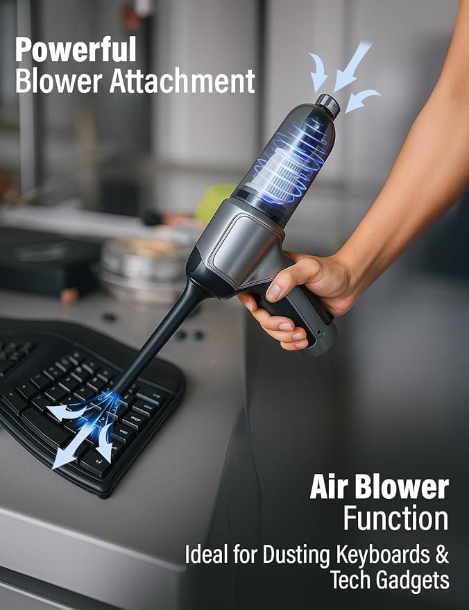 EcoNour Cordless Handheld Car Vacuum Cleaner | 120W Power, Dual Battery & - Image 6