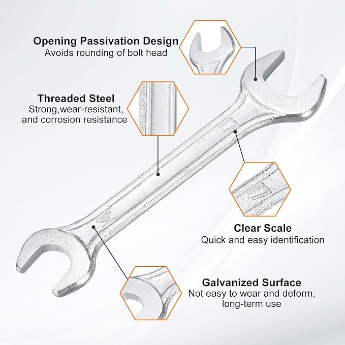 HARFINGTON 2pcs Double Open End Wrench 14mm x 17mm Metric 15 Degree Offset - Image 4