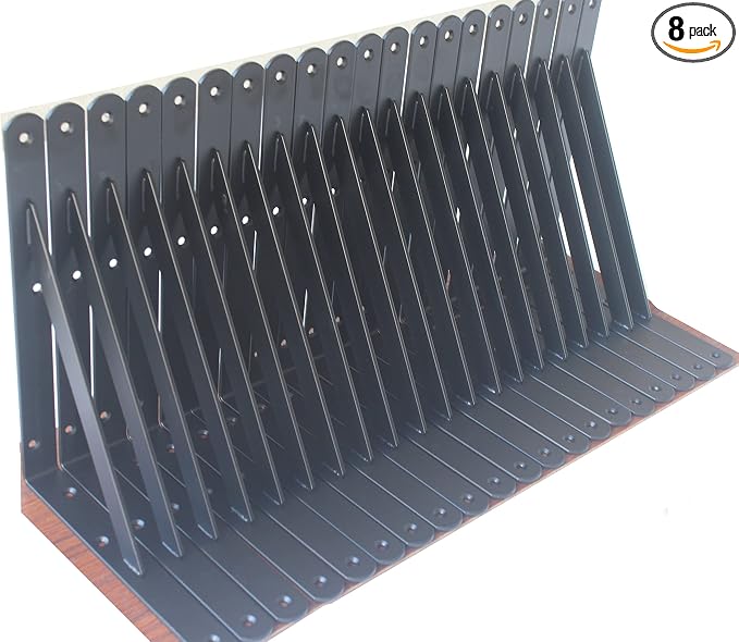 8 Pack L10 x H 8" Black Heavy Duty Shelf Brackets by MHMYDZ