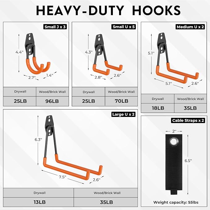BONTEC Heavy Duty Garage Hooks, Anti-Slip Coated Black Steel - Image 2