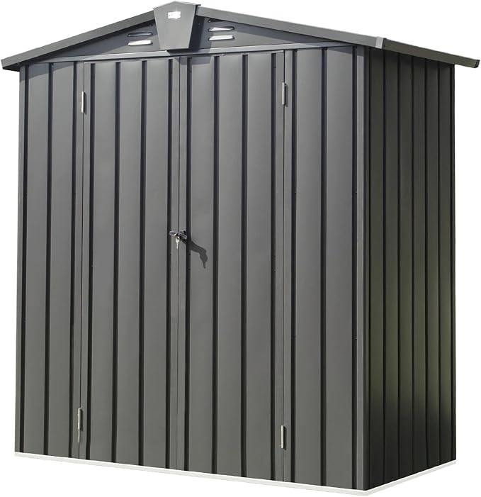 IKERY Galvanized Steel Garden Shed 5.7' x 3' by IKERY