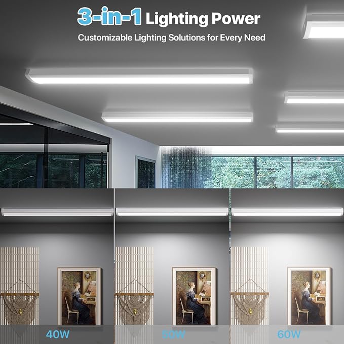 HYPERLITE 4ft LED Wraparound Light 60W, 6600LM 4' LED Shop Lights Fixture - Image 3
