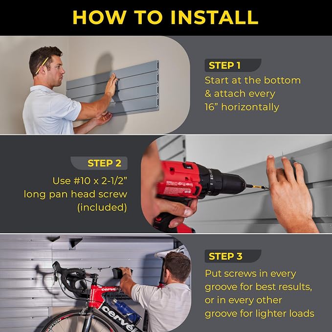 4'H x 4'W Slatwall Panel Garage Wall Organizer: Heavy Duty Wall Mounted PVC - Image 4