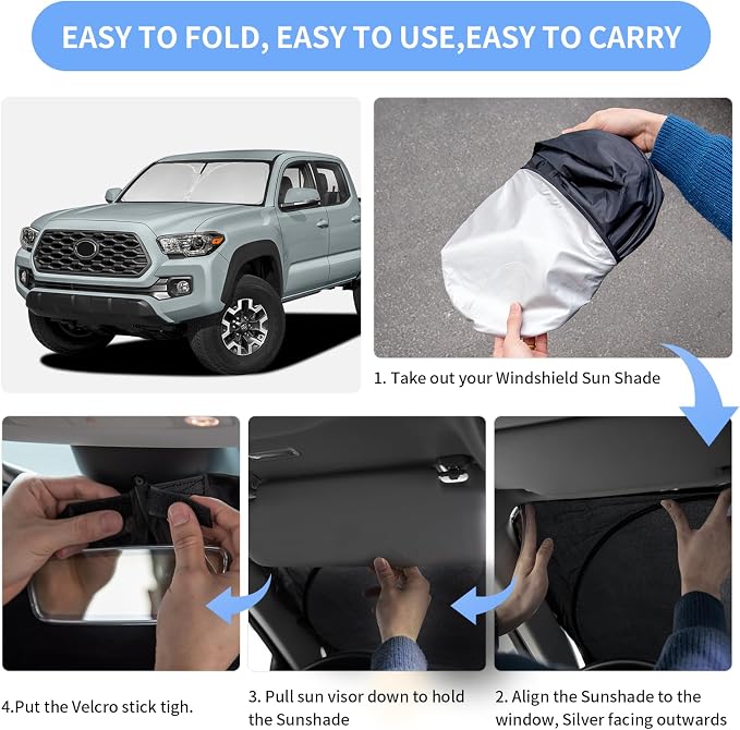 for Toyota Tacoma 2016-2023 2024 2025 2026 Sun Shade Sunshade Windshield Cover - Image 6