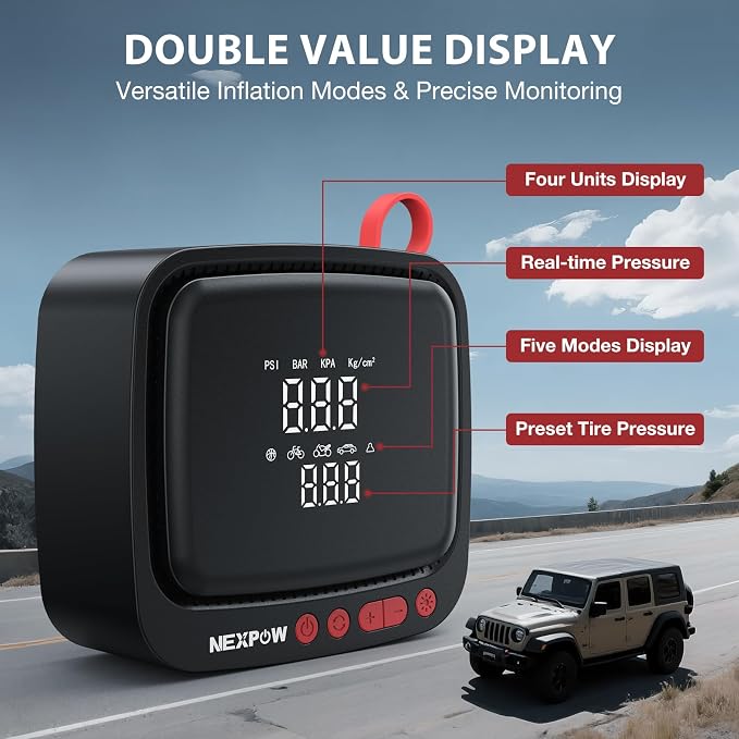 NEXPOW Tire Inflator Portable Air Compressor 150PSI 12V DC Air Pump - Image 5