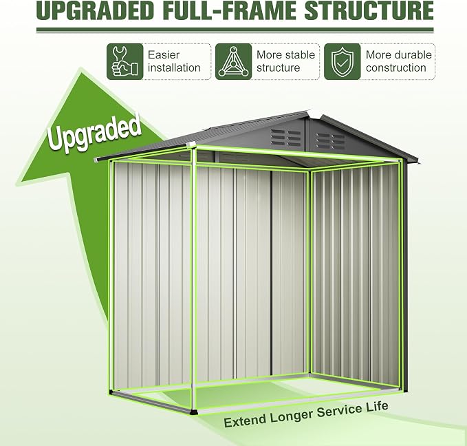 6x4 FT Outdoor Storage Shed, Metal Shed - Image 9