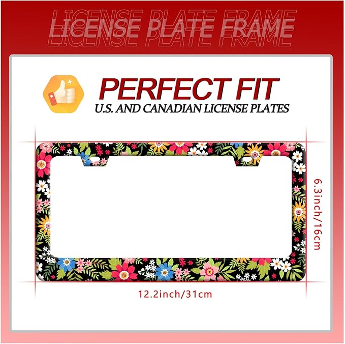 Folk Art Flowers License Plate Frame Funny Colorful License Plate Frames - Image 7
