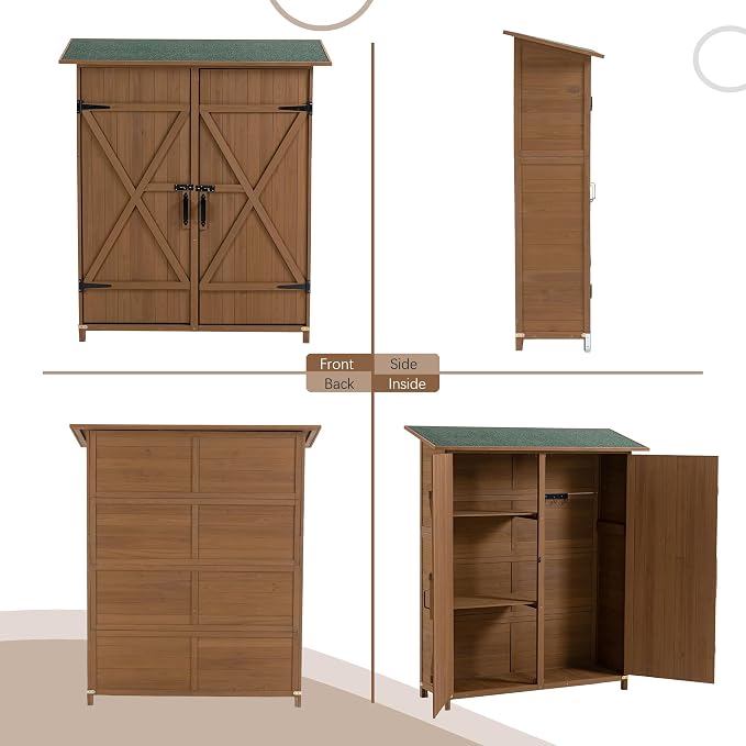 56" L x 19.5" W x 64" H Tall Outdoor Wooden Storage Shed - Image 7