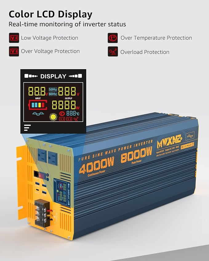 4000W Pure Sine Wave Power Inverter DC 12V to AC 110V 120V - Image 3