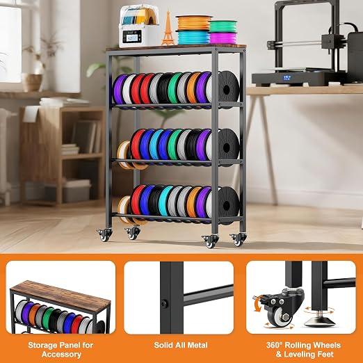 3D Printer Filament Rack Shelf, 4-Tier Filament Storage Cart - Image 4