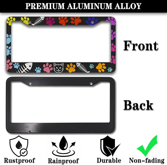 License Plate Frames for Women Multicolor Plate Cover for Car for Men Cat Lover - Image 3