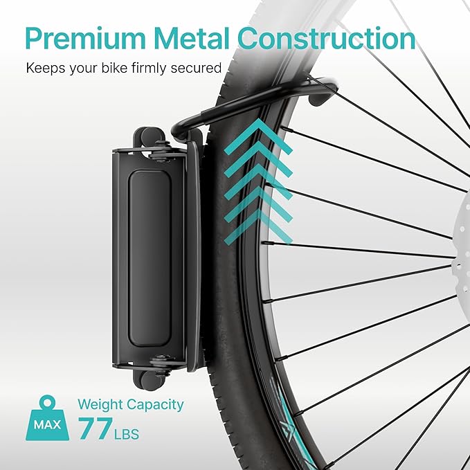 Bike Rack Garage, Bike Wall Mount Heavy Duty, Holds 77 Lbs, Swivel Bike Hangers - Image 3
