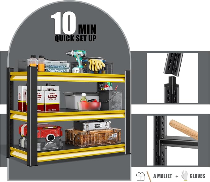40" W Garage Shelving Heavy Duty, 1500LBS Loads Adjustable Garage Storage - Image 4
