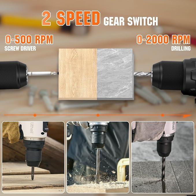 Litheli 20V Cordless Drill Driver, Brushless Power Drill - Image 4
