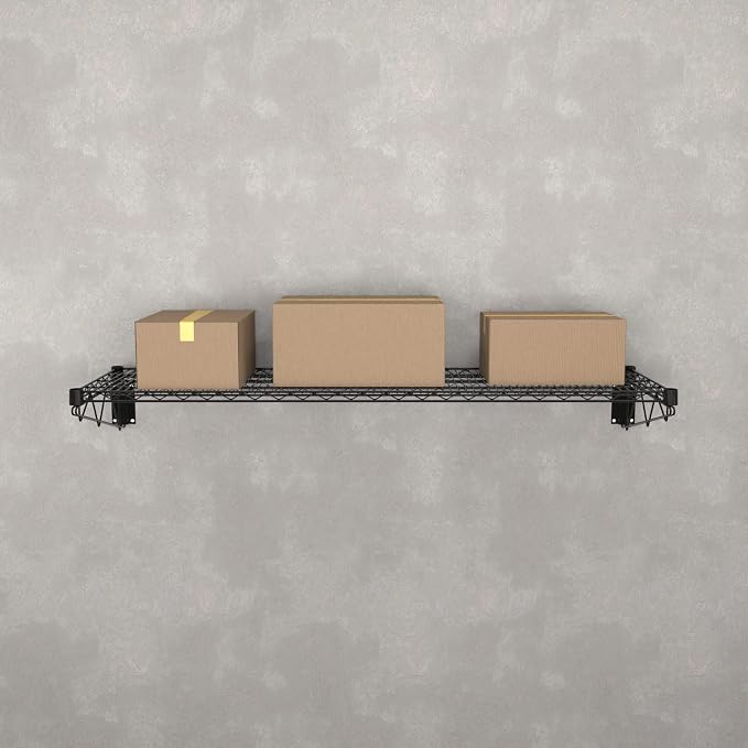 18" x 60" Black Epoxy Wire Wall Mount Shelf - Image 5