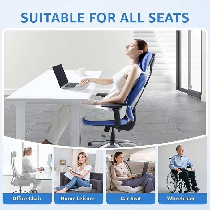 Extra Large Office Chair Cushion, Sciatica & Hip Pain Relief, Booster Pad - Image 7