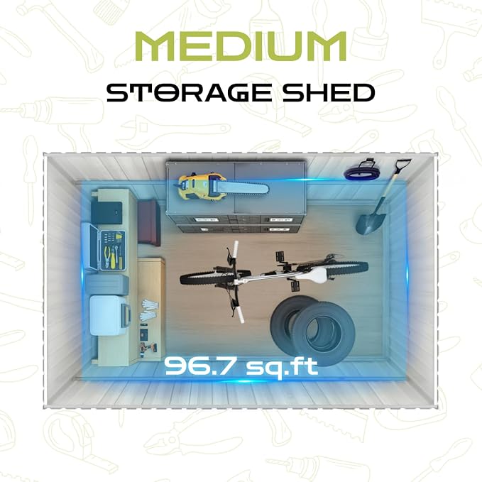 9.1' x 10.6' XL Outdoor Storage Shed, Sturdy Metal Building w/Windows & - Image 3