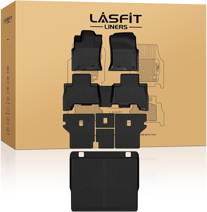 LASFIT Floor Mats&Trunk Mat for Toyota 4Runner 2013-2024 All Weather TPE Mats by LASFIT