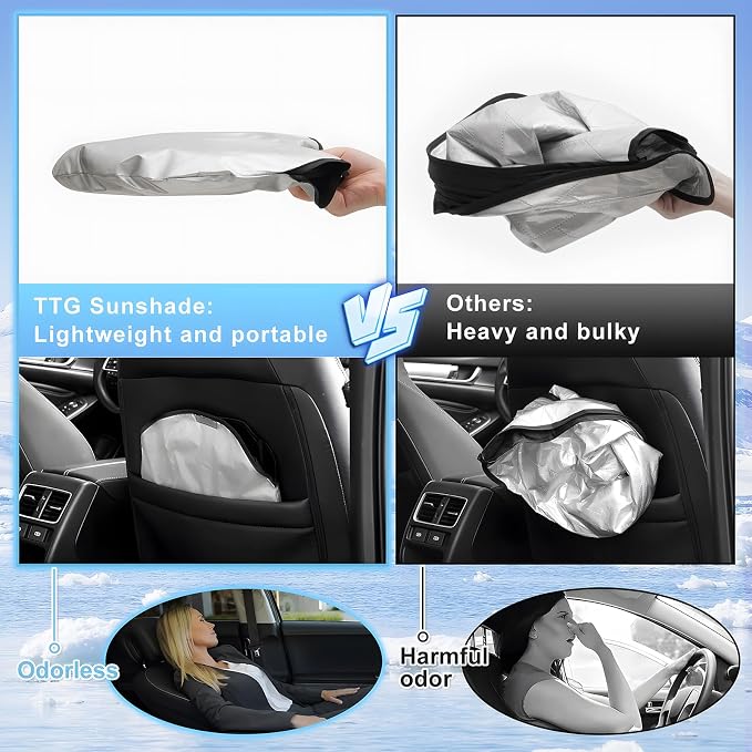 T TGBROS Windshield Sun Shade for 2015-2023 Dodge Challenger Accessories Front - Image 5
