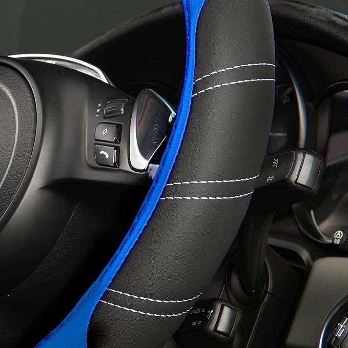 CAR PASS Line Rider Microfiber Leather Sporty Steering Wheel Cover Universal - Image 2