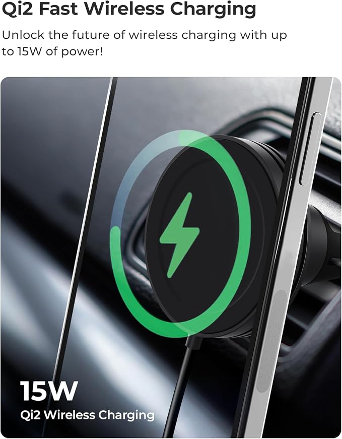 iOttie Velox Qi2 Mini Wireless Charging Car Mount - Image 2