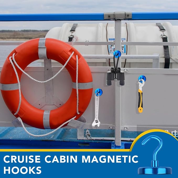 LOVIMAG Magnetic Hooks for Cruise Cabins, 110lbs Blue Magnetic Hooks for - Image 7