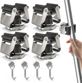 3-H Magnetic Broom Holder with Strong Magnetic Hook 8 Pack, Broom Holder Wall by 3-H