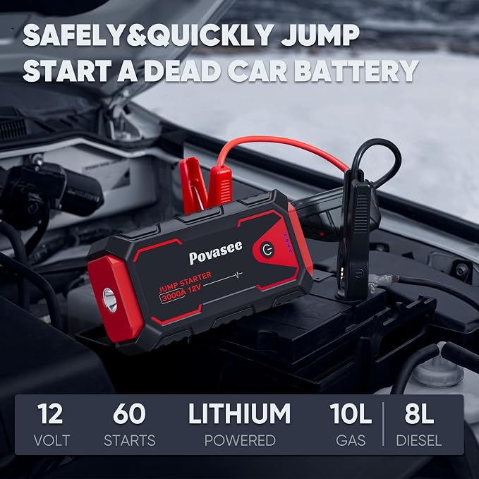 Jump Starter 3000A Car Jumper Starter, 12V Jump Box - Image 2