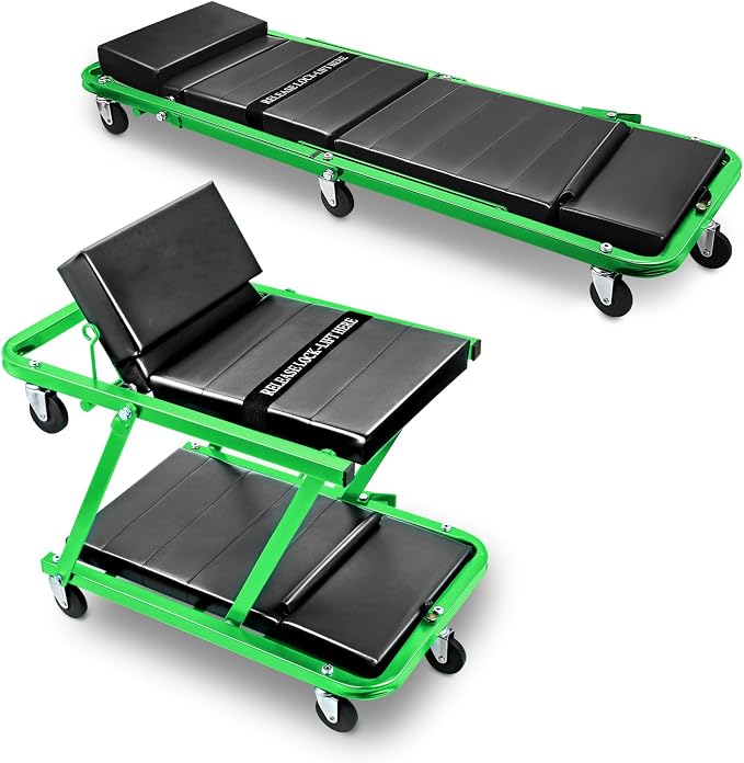 DNA MOTORING 48" 2 IN 1 Folding Rolling Garage Shop Creeper Roller Seat by DNAMOTORING-Tools