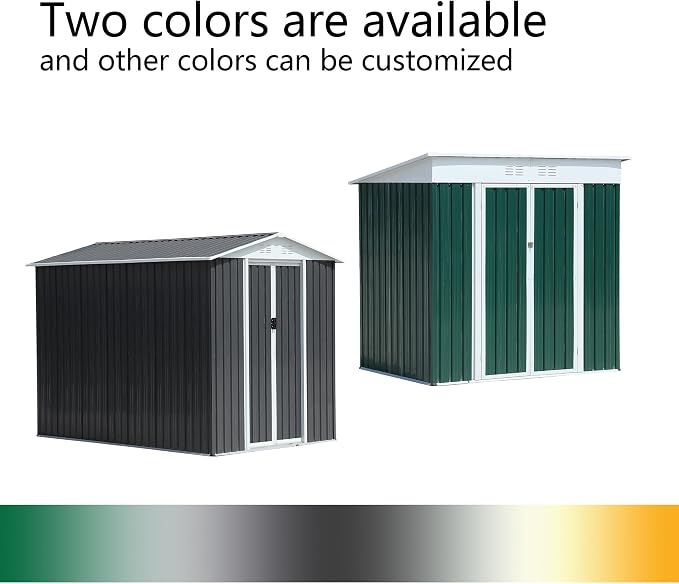 6x4 FT Outdoor Metal Storage Shed, Waterproof Outside Garden Sheds w/Lockable - Image 6