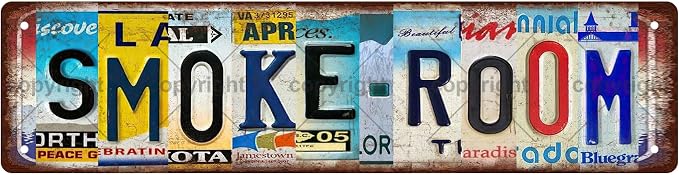 SMOKE ROOM Space Vintage Metal Tin Street Sign Bar Cafe Garage Cave Home Room by Unknown