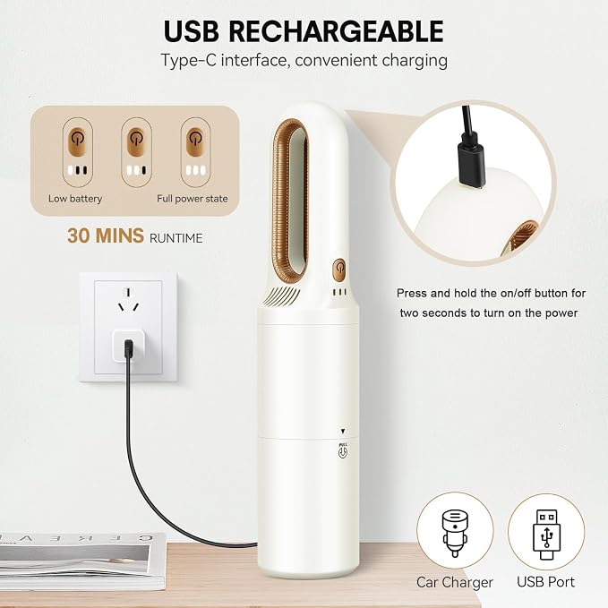 2-in-1 Mini Cordless Vacuum Cleaner, Handheld Vacuum Cleaner, USB Rechargeable - Image 6