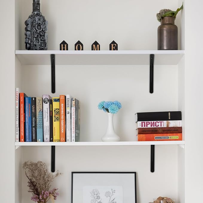 8 Pack L10 x H 8" Black Heavy Duty Shelf Brackets - Image 6